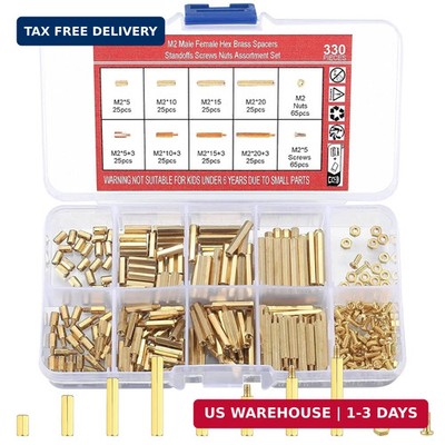 330 Pcs Brass M2 Hex Spacer Standoffs, Screws Nuts Assortment Kit, PCB Circuit B