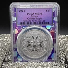 2024 Malta 5 Euros 1oz  PCGS .9999 Silver Gold Eagle Purple Holder 1 of 200 Mint