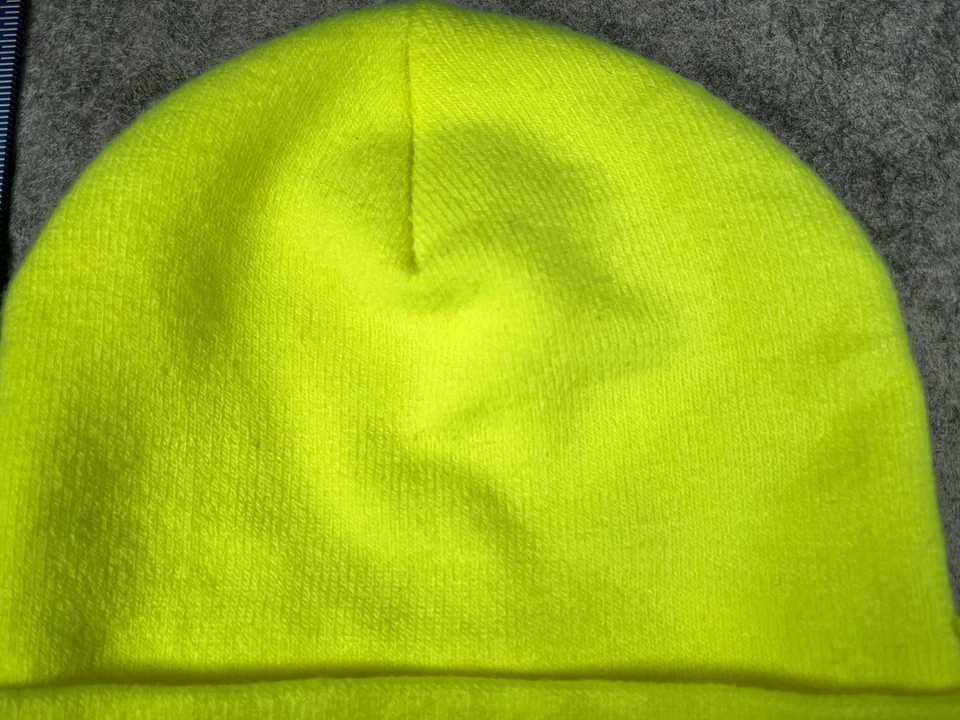 Gorro Toque Azul Marino Antiguo Adulto Talla Única Amarillo Neón Tejido Acrílico Mezcla Campamento Esquí Foto 3 de 4