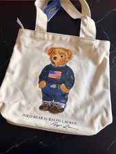 RALPH LAUREN Polo Bear Cotton Canvas Tote BRAND NEW gift box included