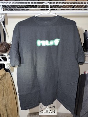 HUF Blur T-Shirt In Black with A Green Logo Size XL 100% Cotton