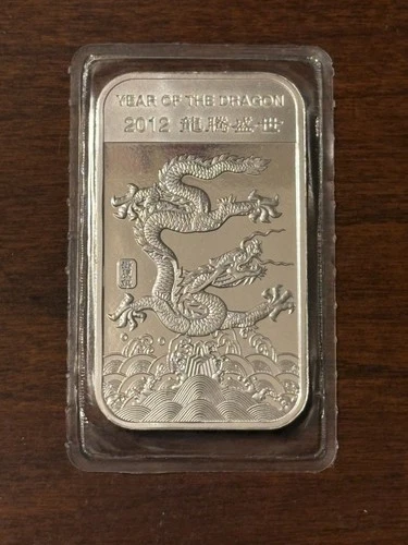 2012 APMEX Year Of The Dragon Uncirculated 1oz .999 Fine Silver Bar -SEALED