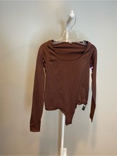 SKIMS Chocolate Brown Long-Sleeve Scoop Neck Bodysuit L/XL