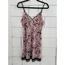 Oscar de la Renta Womens M Floral Black Rose Chemise Lace Dark Romantic Coquette