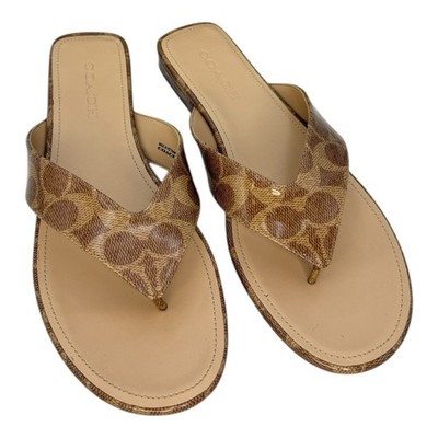 Coach Tan and Brown Signature Canvas Thong Sandals COACH® RO | Bridgette Sandal In Signature Canvas | Other  main image 2