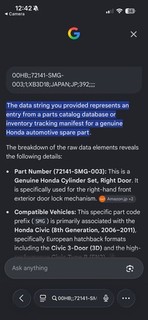 Genuine Honda Right Hand Side Drivers Door Lock For Honda civic 8th Gen
