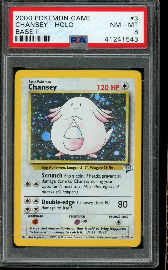 PSA 8 NM-MT Pokemon Chansey Base Set 2 Holo 3/130