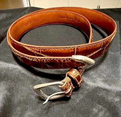 Ralph Lauren Genuine Alligator Sterling Silver Buckle Unisex Belt Made Italy 32 Vintage Ralph Lauren Belt Sterling Silver Buckle Alligator  main image 4