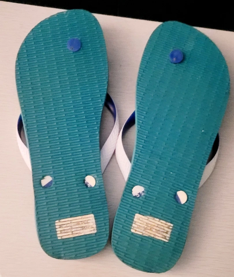 Chanclas para mujer Havaianas verde blanco azul 11/12 desgaste mínimo Foto 4 de 4