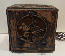 1933 Walt Disney Emerson Repwood Mickey Mouse Tube Radio Super Rare Vintage