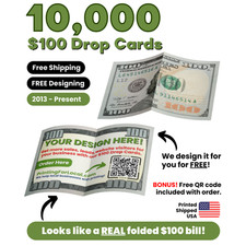 Money Drop Cards Printed, 10000 Money Cards Printed, $100 Bill Card Printed