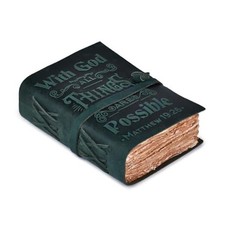 Leather Bound Vintage Bible Journal   200 Pages 7 inches X 5 inches Turquoise