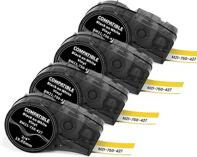 4 Pack Compatible M21-750-427 Self-Laminating Wire Wrap Label Tape, 0.75'' W X 14