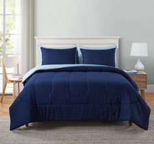 King 7-Piece Bed in a Bag, Solid Navy, Poly M...