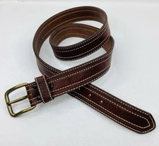 Schmidt Workwear Mens Brown Genuine Cowhide Leather Belt Double Stitch Work