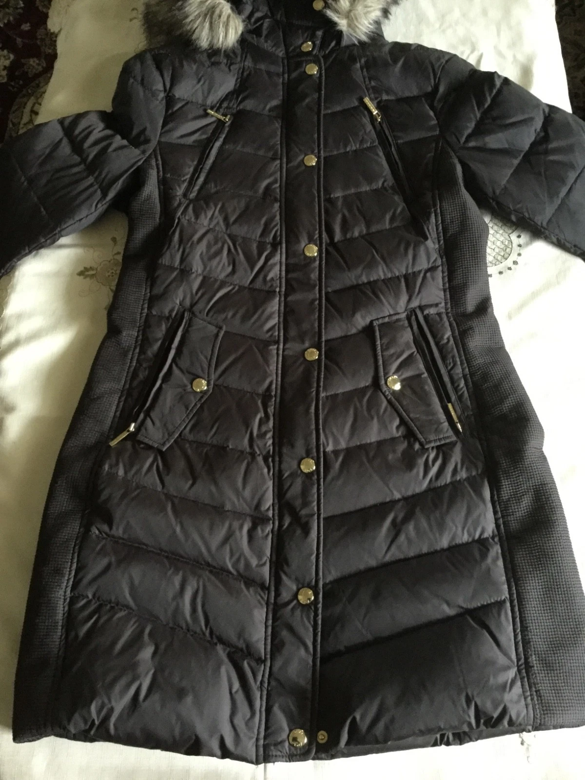 Cappotto con cappuccio Michael Kors donna $330 nuovo con etichette taglia M colore cioccolato
