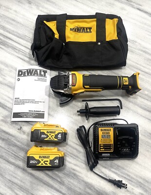 NEW DEWALT DCG405B 20V MAX XR 4.5 in. Angle Grinder w/Kickback Brake Kit (2)4.0