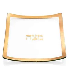Annieglass Judaica Square Matza Plate Gold