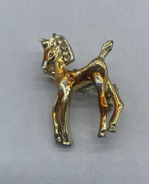 Spilla cappello bavero vintage cavallo Pony Colt tono oro