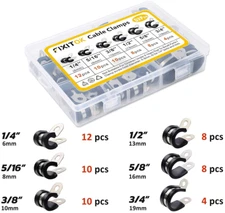 52pc Rubber Cushion Insulated Clamp Stainless Steel Cable Clamps Assortment Kit