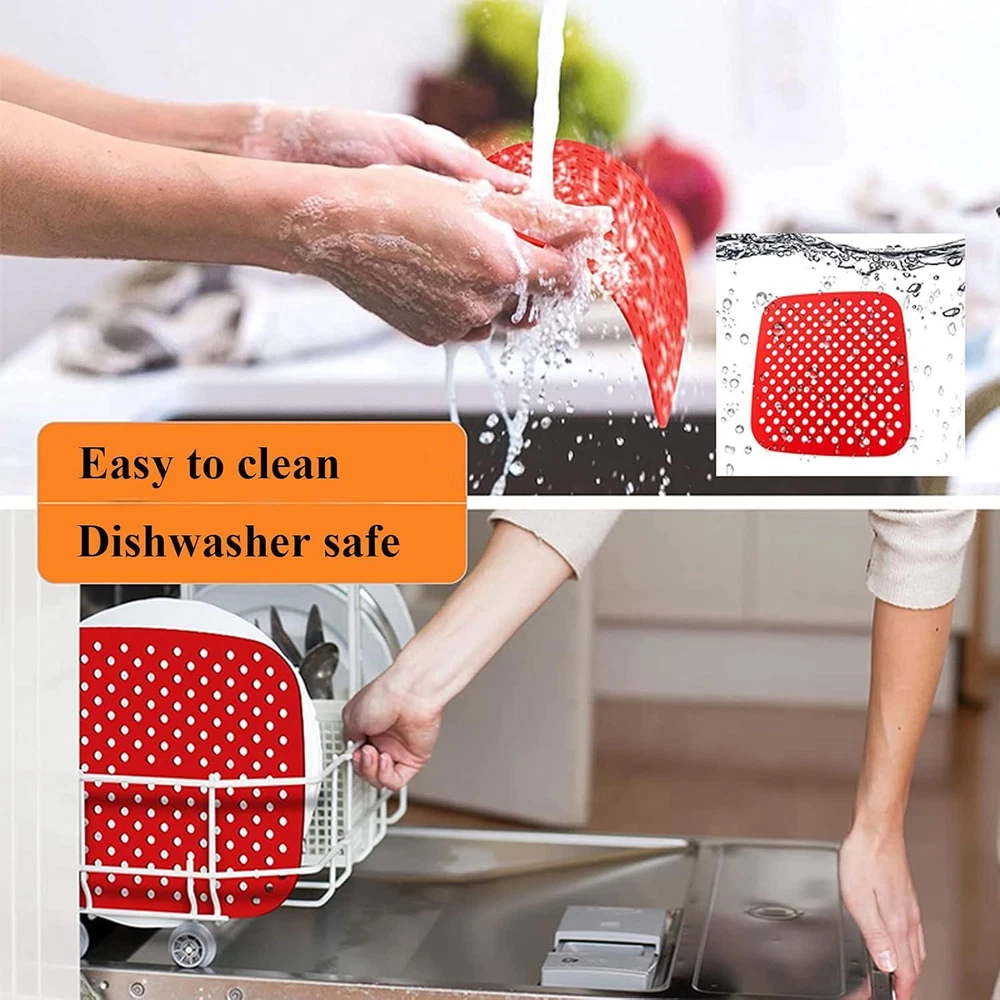 Air Fryer Silicone Liners,2 Pack 8.5 Inch Reusable Food-Grade Silicone Mat, Heat