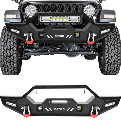 OEDRO Front Bumper for 2018-2025 Jeep Wrangler JL JLU w/ LED Lights & D-Rings