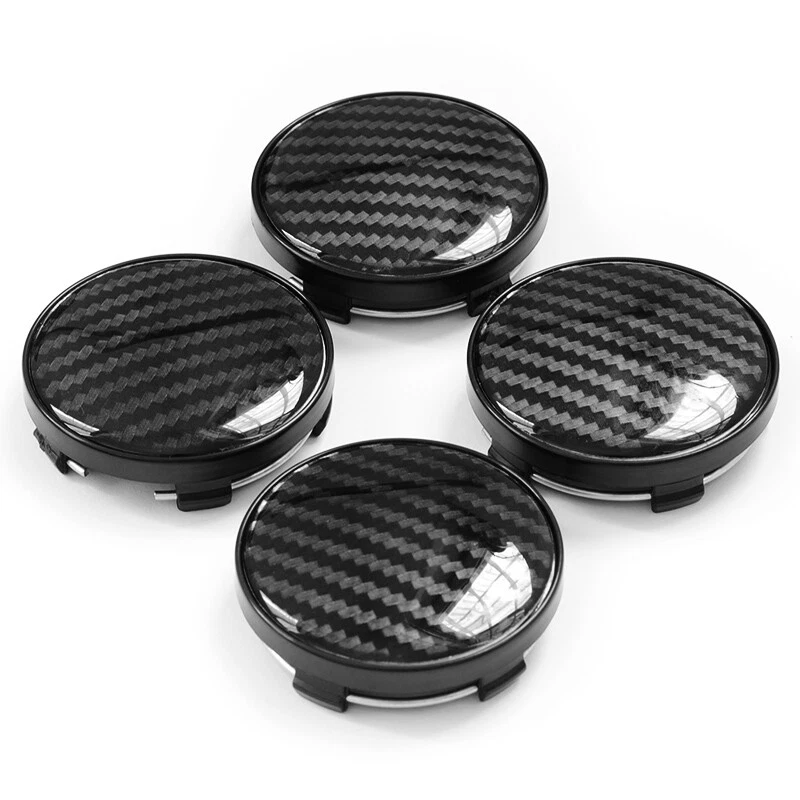 4pcs Carbon Fiber Car Wheel Hub Center Caps Cover Clip Kit 60mm (in 58mm) ABS - Image 2 of 4