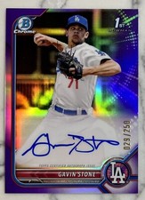 GAVIN STONE 2022 Bowman Chrome 1st PURPLE Refractor Auto /250 Dodgers DEBUT 🚨📈