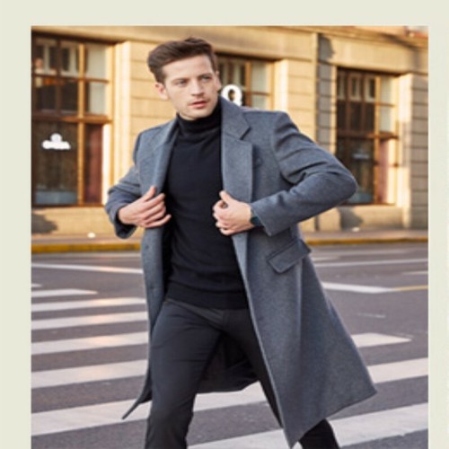Men Woolen Single breasted Overcoat 