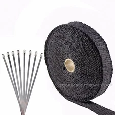 ATV QUAD FIBERGLASS EXHAUST HEADER PIPE WRAP KIT BLACK MOTORCYCLE B150K THERMO