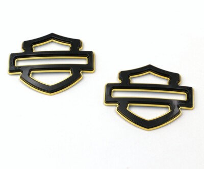 Harley CVO custom tank emblems, Black Gold Double Layer (set of 2)