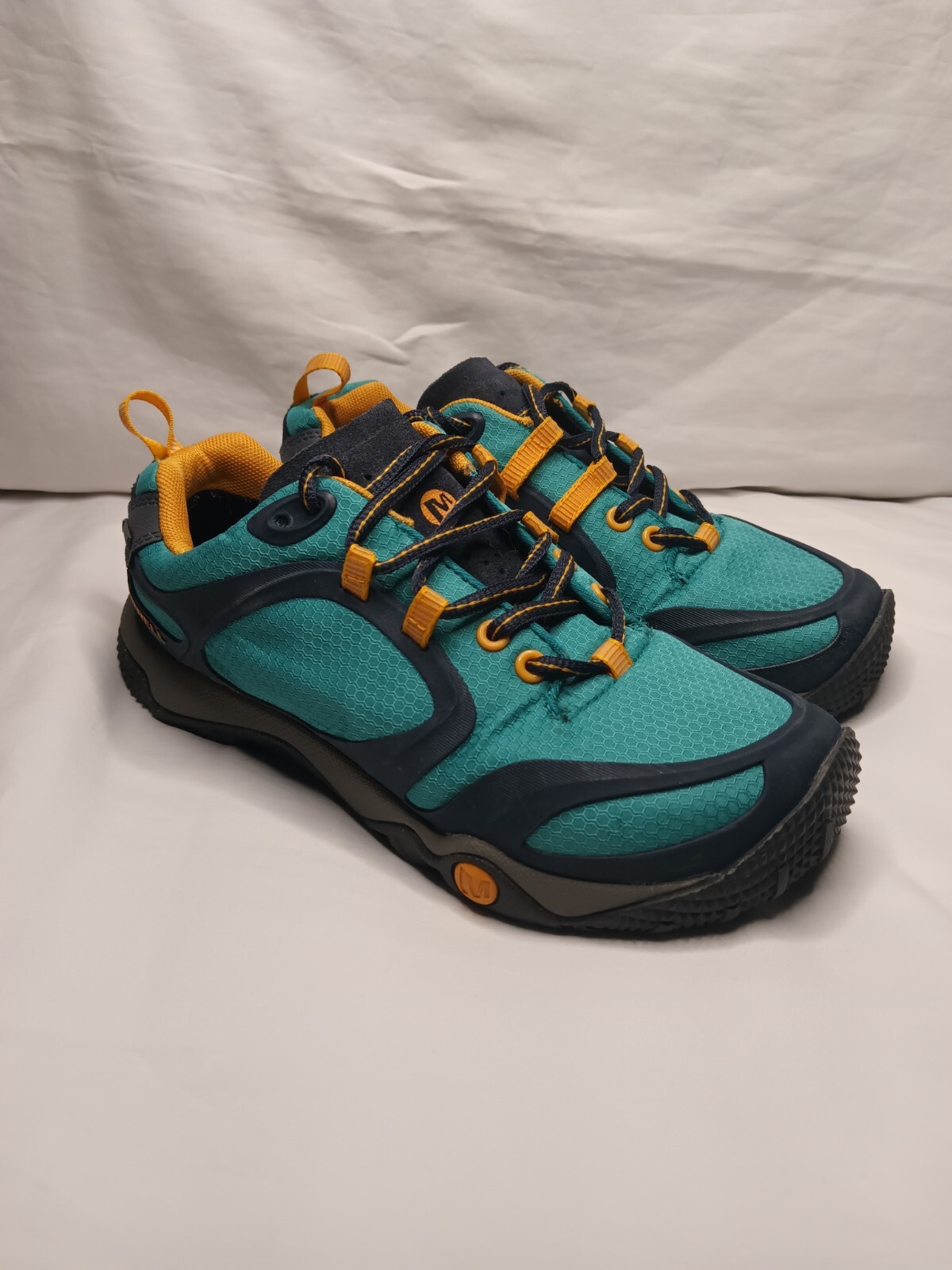 Scarpa da trekking donna Merrell Protera Teal. Scarpa da trail taglia 6. Arancione verde acqua nero.