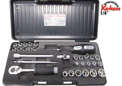 Koken Steckschlüssel-Satz 1/4'' mit Knarre, 31tlg.
