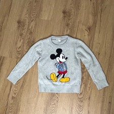 GAP Disney Gray Long Sleeve Mickey Mouse Graphic Crew Neck Sweatshirt 5 Years
