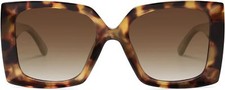 SOJOS Retro Square Polarized Womens Sunglasses Trendy Oversized Tortoise