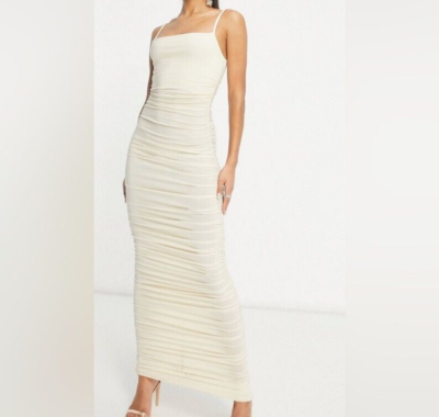 club l london white maxi dress Club L London Dress Size 6 US Ivory Ruched Bodycon Maxi