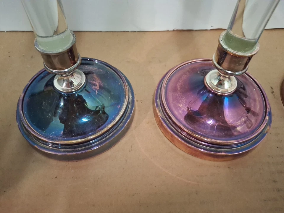 4 portavelas de herrajes de restauración línea retirada placa de plata rosa 12" 16" Foto 4 de 4