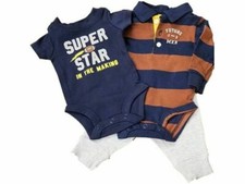 Carter's 3 Piece Set Brown/Navy Stripe 6 months 24-27in
