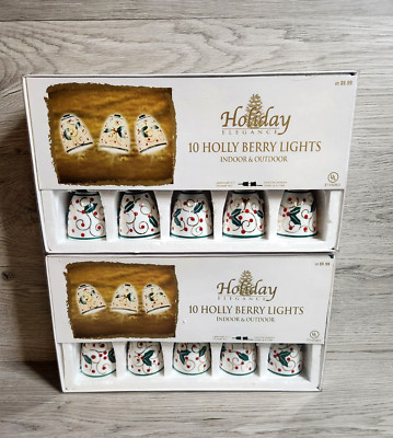 Holiday Elegance String of 10 Holly Berry Lights Lot of 2 Sets