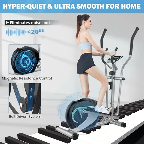 8 Level Resistance Magnetic Elliptical Machine Home Gym Workout Cross Trainer UK - Picture 5 of 13