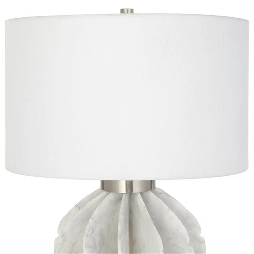 Uttermost Repetition Contemporary Fabric and Iron Table Lamp in White - Picture 4 of 8