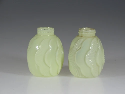 EAPG Dithridge Yellow Milk Glass Sunset Salt & Pepper Shakers c.1896