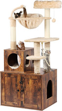 Cat Tree with Litter Box Enclosure, 2-In-1 Cat Tower for Indoor Cats, Large Cat