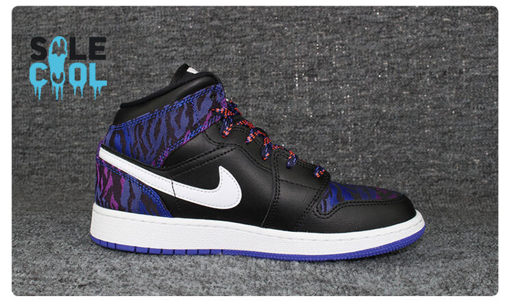 Nike Air Jordan 1 AJ1 Mid SE GS Tiger Stripe Black Shoes AV5174
