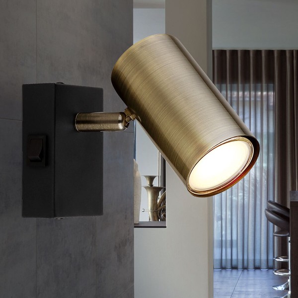 Wandleuchte Wandlampe Spotleuchte Beweglich Metall Schwarz Messing 1X GU10 12Cm-image