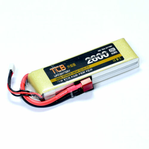 7.4V 2S 2600mAh 25C Lipolymer Dean T-plug Battery RC Model LiPO Power Pack - Afbeelding 1 van 6
