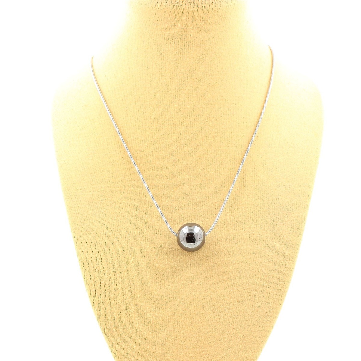 Collier 2 Perles Hématite 8mm - Chaîne Acier Inoxydable - Homme/femme - Neuf Avec étiquette