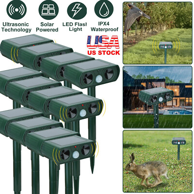 2/4/8PACK Animal Repeller Ultrasonic Solar Power Outdoor Control Pest Cat Mice