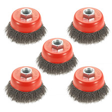 5 Pack 3 Inch Coarse Crimped Wire Cup Brush for Angle Grinder with 5/8 Inch-11 T