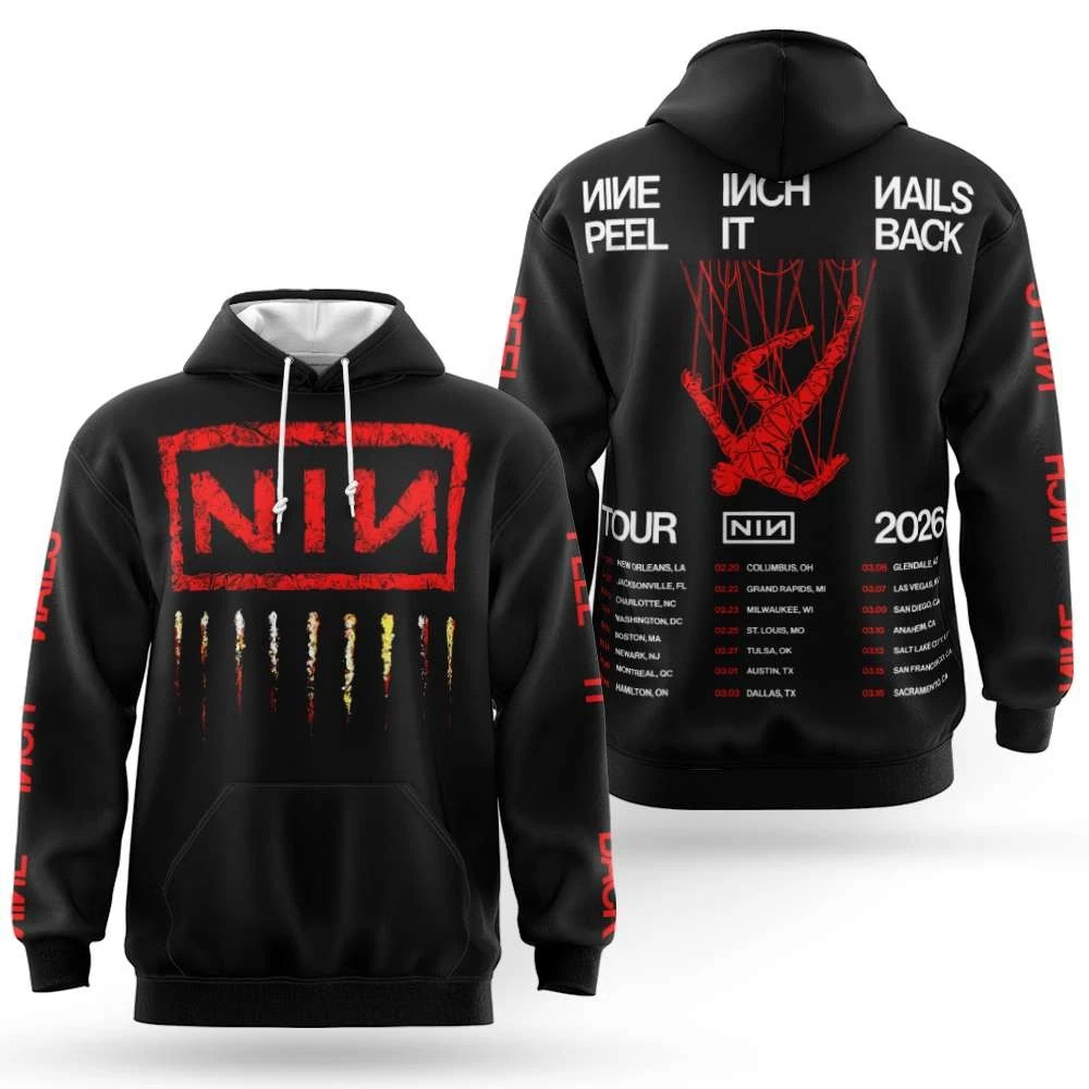 Nine Inch Nails Tour 2026 Peel It Back 3D Hoodie